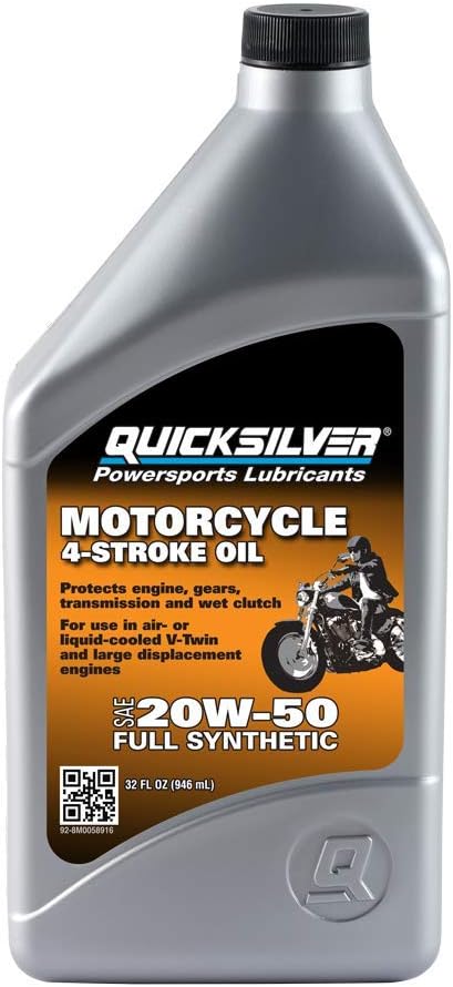 Quicksilver 20W-50 Full Synthetic Motorcycle Oil, 1 Quart