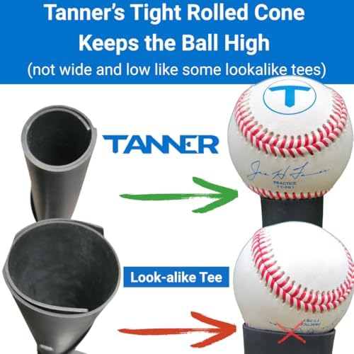 Tanner Tee The Original Batting Tee – Adjustable Pro Hitting Tee for Baseball & Softball, Steel Shaft, Composite Base, Hand-Rolled Rubber Top