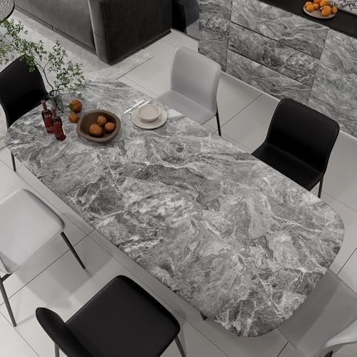 48x197inch Extra Wide Grey Marble Wallpaper Peel Stick Matte Thick Waterproof Adhesive Furniture Sticker Dark Gray Granite Textured Countertop Contact Paper Vinyl Wall Sticker for Bedroom Living Room