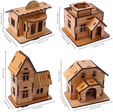 3D Wooden Puzzle, Mini DIY Model House Kit Educational Toys Jigsaw Puzzles Gift for Children and Adult