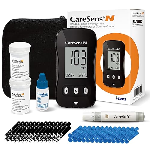 CareSens N Blood Glucose Monitor Kit with 100 Blood Sugar Test Strips, 100 Lancets, 1 Blood Glucose Meter, 1 Lancing Device, 1 Control Solution