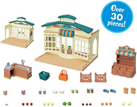 Calico Critters - Grocery Market - Town Collection - Kids Pretend Play Toy | Stock shelves, fill baskets