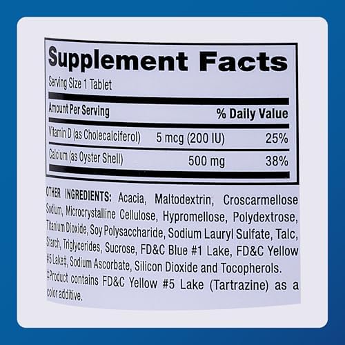 Major Oyster Shell Calcium with Vitamin D3 500 mg / 5 mcg (200 IU) - Daily Calcium Supplement - 300 Tablets (1 Pack)