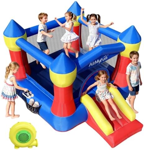 AirMyFun Pink Inflatable Toddler Bounce House with Blower, Indoor/Outdoor Jumping Castle for Kids 3-8, Inflatable Bouncy House with Slide, 82011B