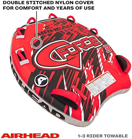 Airhead G-Force Towable Tube for Boating, 1-4 Rider Inflatable Boat Tube for Water Tubing, Heavy Duty Full Nylon Cover, Stabilizer Fins with Neoprene Knuckle Guards, Speed Safety Valve