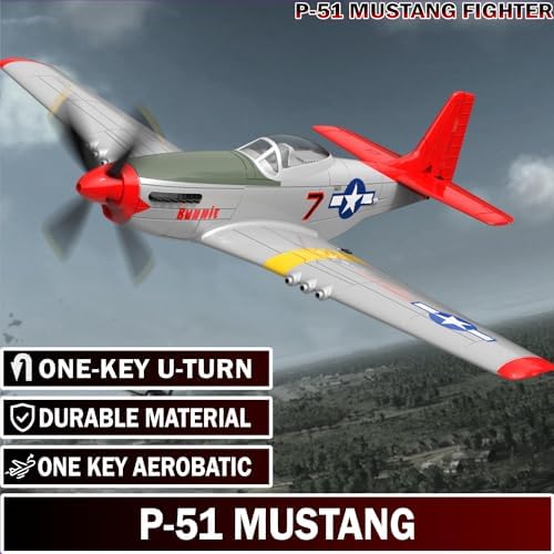 LEAMBE 4 Channel RC Plane, Ready to Fly Aerobatic Aircraft, Easy Control for Beginners, P51 Mustang RC Airplane Best Gift for Adults