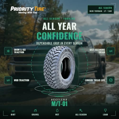 Accelera M/T-01 LT31X10.50R15 109Q Mud Terrain C (6 Ply) All Season Tire | Light Truck Mud Terrain All Season Traction 109Q Rated C (6 Ply) Radial Construction Black Sidewall Tire