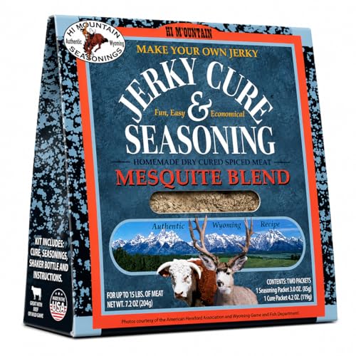 Hi Mountain MESQUITE BLEND Jerky Seasoning and Cure Kit | Beef & Venison | Bold mesquite smoke flavor, perfect jerky seasoning for deer, elk