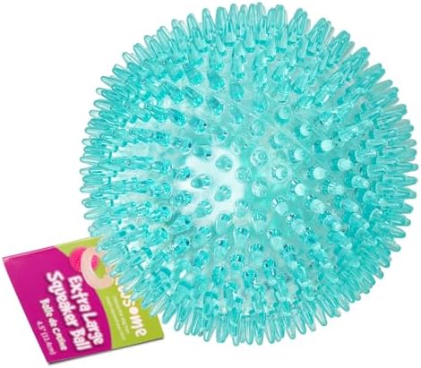 Gnawsome™ 4.5” Spiky Squeaker Ball Dog Toy - Extra Large, Cleans Teeth and Promotes Good Dental and Gum Health for Your Pet, Colors will vary