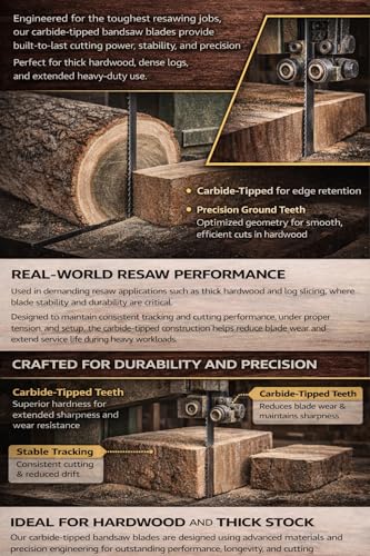 Dark Stone 131-1/2" Carbide-Tipped Resaw Bandsaw Blade, 3/4" x 2 TPI
