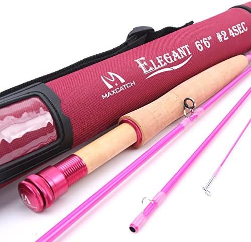 Maxcatch Women's Elegant Pink Fly Fishing Rod: 2/5-weight with Rod Tube