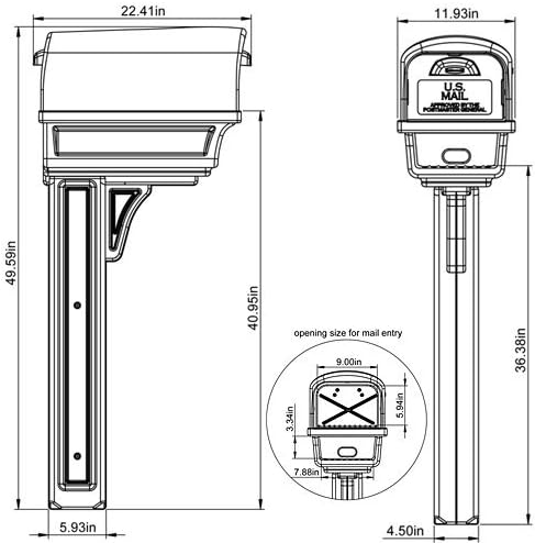 Gibraltar Mailboxes Gentry Large Capacity Double-Walled Plastic Green, All-In-One Mailbox & Post Combo Kit, GGC1G0000