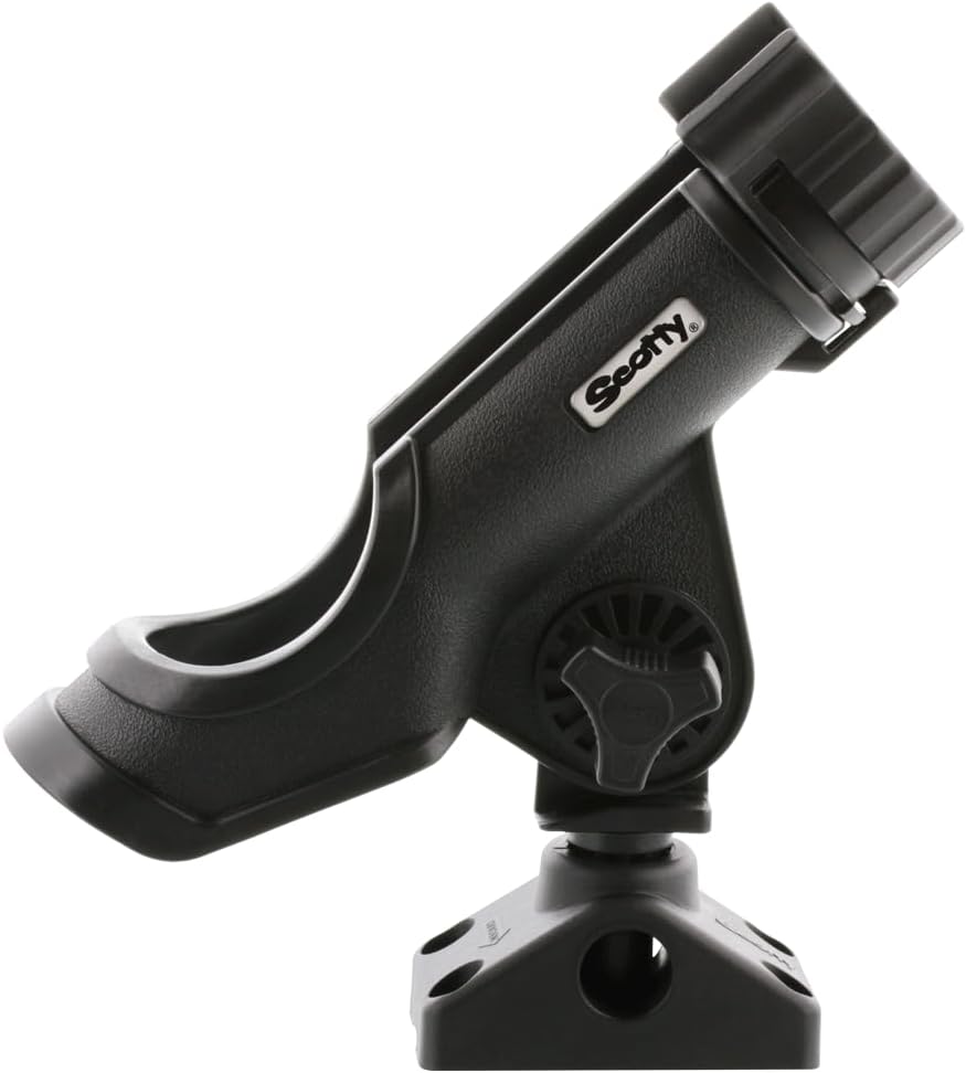 Scotty #230 Powerlock Rod Holder with #241 Side/Deck Mount, Adjustable Boat Fishing Rod Holder, Universal Cradle Design, Side or Deck Mount Installation, Marine-Grade Construction