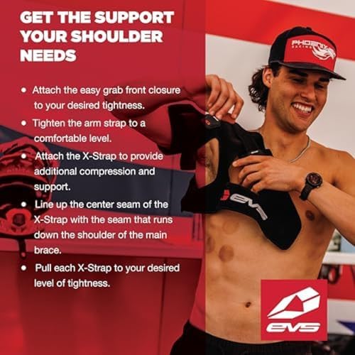 EVS SPORTS SB03 Shoulder Brace For Men | Superior Compression & Adjustable Breathable Support for Rotator Cuff & Past Shoulder Injuries | Extra