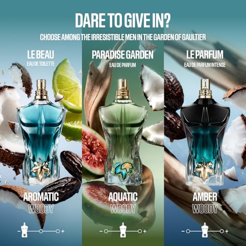 Jean Paul Gaultier Le Beau Eau de Toilette for Men - Long Lasting Addictive Aromatic Woody Mens Cologne with Bergamot, Coconut Wood & Tonka Bean - Designer Fragrance Spray