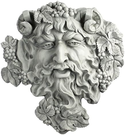 Design Toscano Bacchus, Grape Harvest Wine Greek Greenman Face Wall Sculpture, Medium, 12 inches tall, Cast Stone Resin, Antique Stone Finish