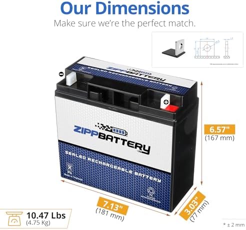 ZIPPBATTERY 12V 20Ah SLA Battery – T3 Nut & Bolt Terminal Power for Alarms, Scooters, Emergency Lights, Toys