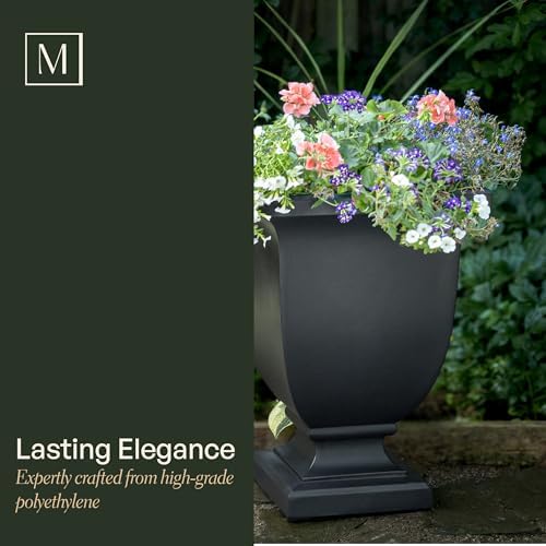 Mayne Augusta 26in Self-Watering Tall Square Urn Planter, Black