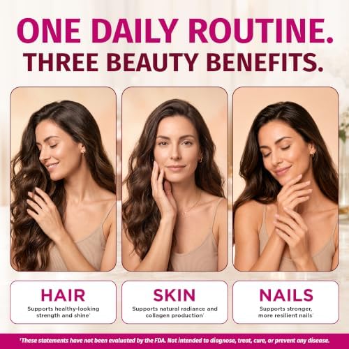 1 Body Hair Skin & Nails with Biotin, Vegan Vitamins, 60 Capsules | Look Good, Feel Confident. Supports healthy hair, skin, and nails as part of your daily beauty routine.*