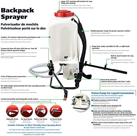 SOLO 425 4-Gallon Piston Backpack Sprayer, Wide Pressure Range up to 90 psi