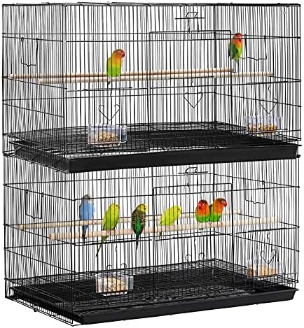 Yaheetech Pack of 2 Stackable Rectangle Breeding Flight Parakeet Bird Cage for Finches Budgies Cockatiels Conures Lovebirds Canaries Parrots