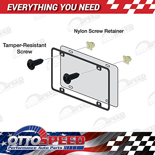 OttoSpeed Anti-Theft Security Screws for License Plate - Rustproof Fastener with Theft-Proof Black Stainless Steel Screws, Nylon Screw Inserts