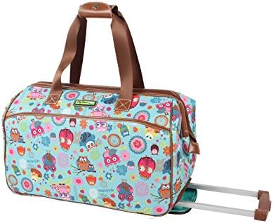 Lily Bloom Pattern 22 Inch Duffel Bag with 2-Rolling Wheels, Weekender Overnight Travel Lightweight Carry-On Suitcase For Women
