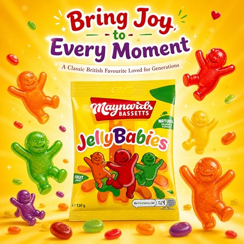 Maynards Bassetts Jelly Babies 130g (Pack of 4), Fruity Sweets
