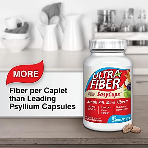 Ultra-Fiber High Fiber Supplement, Soluble & Insoluble Fiber, 150 Count | Coated, easy-to-swallow caplets provide 48% more fiber for comfortable