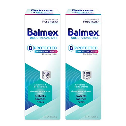 Balmex AdultAdvantage Bprotected Skin Relief Healing Cream, with Zinc Oxide Barrier Cream Protection + Skinshield Soothing Botanicals for Adult Incontinence, Adult Rash and Bed Sores, 3oz (Pack of 3)