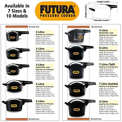 Futura Hawkins 3-Litre Hard Anodized Induction Compatible Pressure Cooker, Small, Black