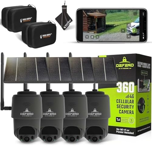 TACTACAM – Defend 360 Cellular Security Camera, 4K Photos, 1080p Video, Solar + Rechargeable Battery, 360° Pan/Tilt/Zoom, LTE Cellular