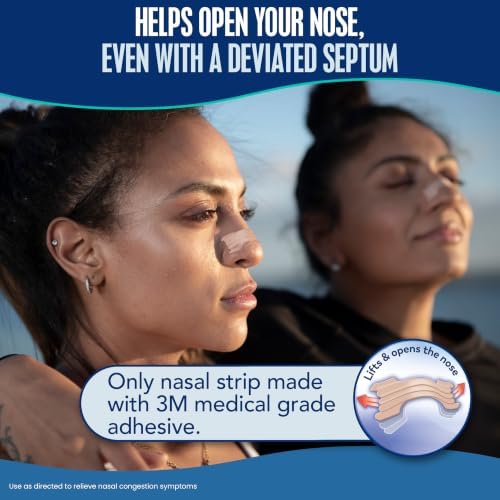 Breathe Right Nasal Strips, Extra Strength, Nasal Congestion, Tan, 44ct | Opens nose and increases nasal airflow