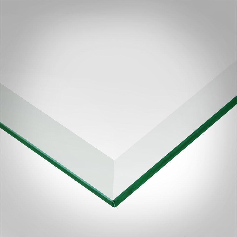 16 inch Square Glass Table Top - Tempered - 1/2" Thick Glass Surface, Safe Beveled Edge, Eased Corners, Multipurpose for Dining Table, Patio, Coffee and End Table