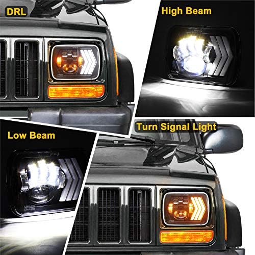 OVOTOR 5x7 7x6 LED Headlights 55W H6054, Triple Arrow DRL Turn Signal