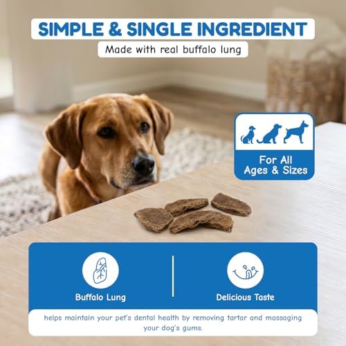 Loving Pets Pure Buffalo Lung Steaks – Natural Single Ingredient Buffalo Dog Treats – High Protein Chewy Dog Snacks for Everyday Reward – Grain Free, Long-Lasting Treats for Small, Medium & Large Dogs