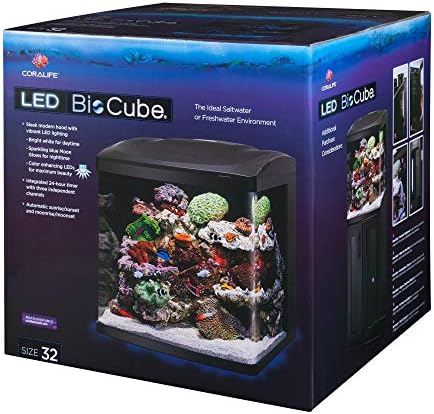 Coralife BioCube, Aquarium Kit, Nano Tank, Customizable LED Lighting, for Saltwater and Freshwater Environments, 16 Gallons