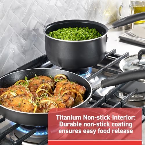 T-Fal Signature Nonstick Pots and Pans Set 12 Piece, Oven Broiler Safe 350F, Kitchen Cookware Set w/Fry Pans, Saucepans, Saute Pan, Dutch Oven