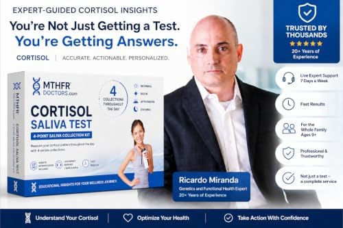 Cortisol Stress Test 4 X Day - Comes with Results Interpretation and Live Support by Phone 7 Days A Week - Fast Results - at Home Saliva Collection