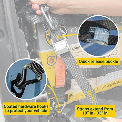 Heavy Duty Cargo Net - Truck Organizer-Interior-Roof Rack-Jeep-SUV- Baja-Camping -(GBN-100) 4' x 4'