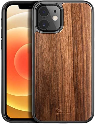 NZND Case for iPhone 12 Mini 5.4 inch (2020 Release), Real Natural Walnut Wood