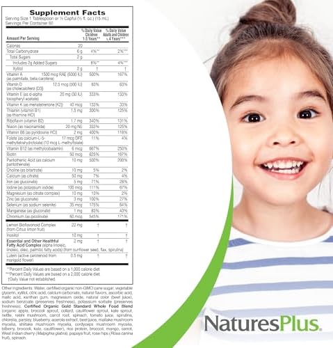 NaturesPlus Animal Parade Gold Children's Liquid Multivitamin, 16 fl oz - Natural Tropical Berry Flavor - Immune Support Supplement - Gluten Free, Vegan - 32 Servings