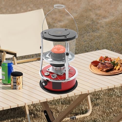 2 in 1 Portable Kerosene Heater & Stove Height Adjustable, 2600W Kerosene Stove, Non Electric Heaters for Indoor Outdoor, Emergency Oil Heater 107.64-161.46 ft²heating area for 15-17 hour(Black)