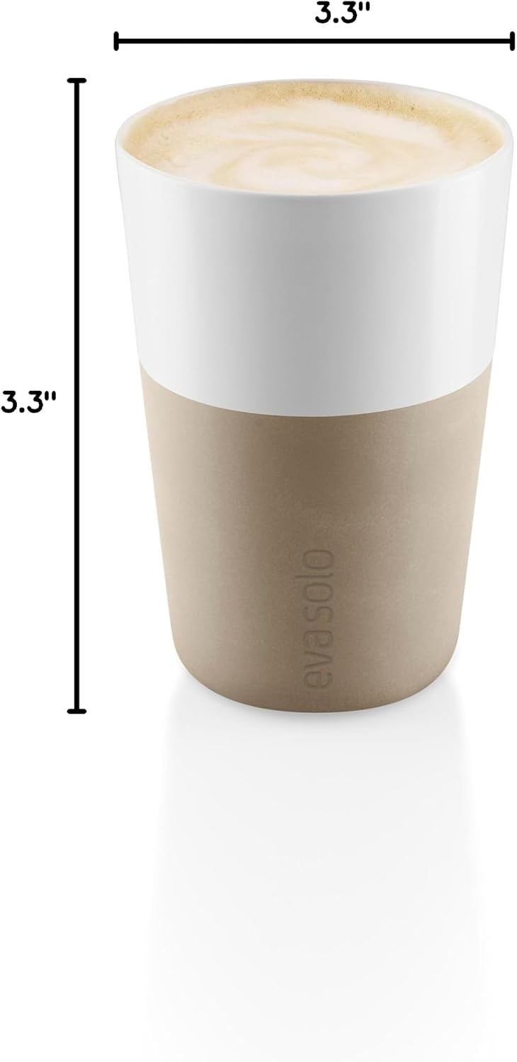 Eva Solo | 2 Lungo Tumbler Mugs | 8 oz Porcelain Coffee Cup Tumblers with Silicone-coated Grip | Danish Design, Functionality & Quality | Black