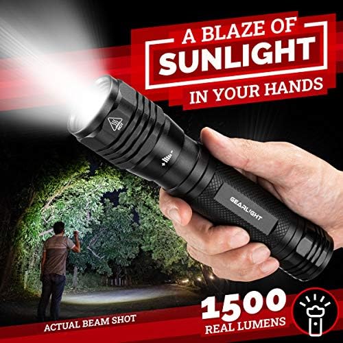 GearLight High-Powered LED Flashlight S1200 - Mid Size, Zoomable, Water Resistant, Handheld Light - High Lumen Camping, Outdoor, Emergency Flashlights - S1200-1 Pack, (Batteries Not Included)