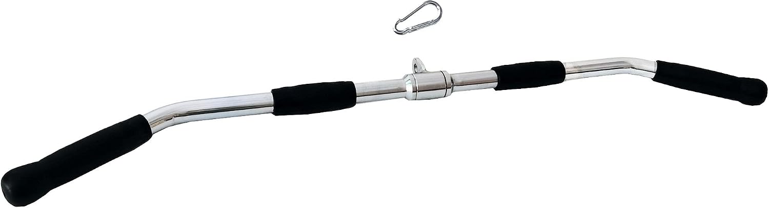 Revolving Lat Pulldown Bar for Cable Machine, Straight Bar with Rubber Grip - Tricep Press Down, Curl & Back Exercise Attachment for Home Gym