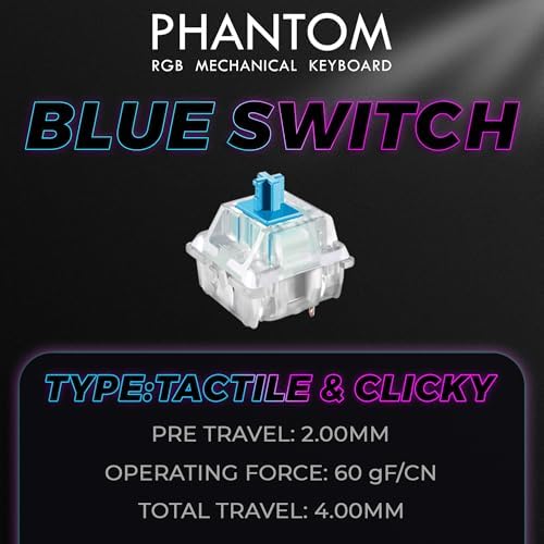 TECWARE Phantom 87 Key RGB Mechanical Gaming Keyboard | Outemu Red Switch | 16.8M Color LED Lighting | 18 Pre-Set | Low Latency | N-Key Rollover | Software Customizable Keys | Wired USB Connection