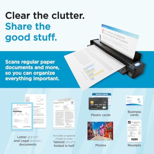ScanSnap iX100 Wireless Mobile Portable Scanner, Black | For Mac or PC
