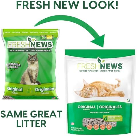 Fresh News Recycled Paper Original Pellet Cat Litter, 25 Pound, Non-Clumping, Unscented, Made in USA