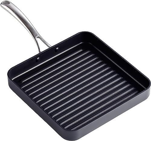 Cooks Standard 11-Inch Square Nonstick Grill Pan for Stovetop | Hard Anodized Grilling Pan for Indoor & Outdoor, Ribbed Surface, Stay-cool handle